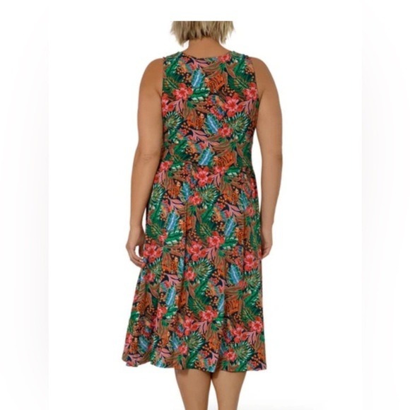 NWT Leota Rosemary Sleeveless Dress MIDI Dress Peekaboo Zebra Tangerine Sz 1X - Picture 3 of 9